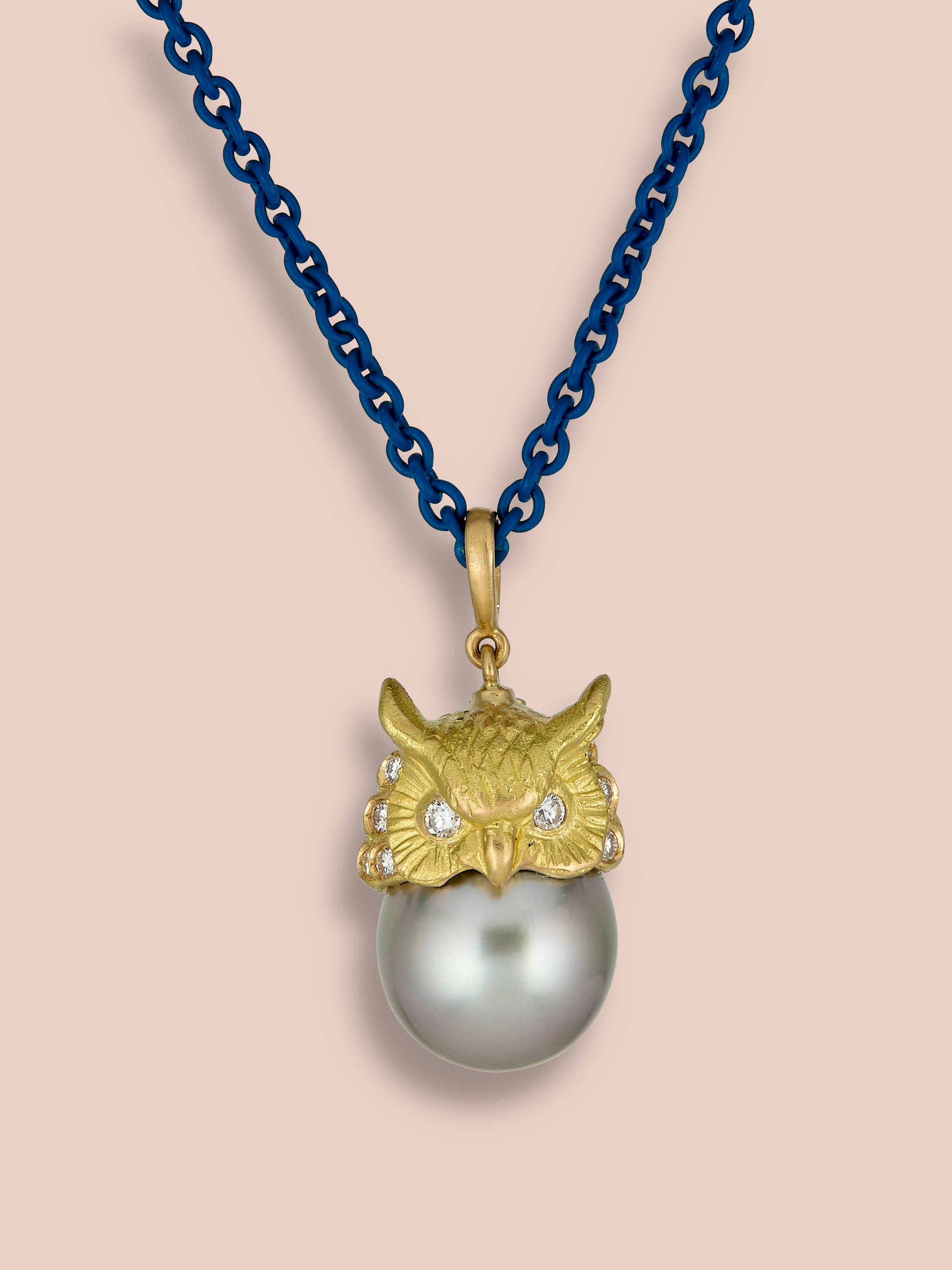 Owl Pendant - Civetta - Tahitian Pearl – Elva Studio LLC