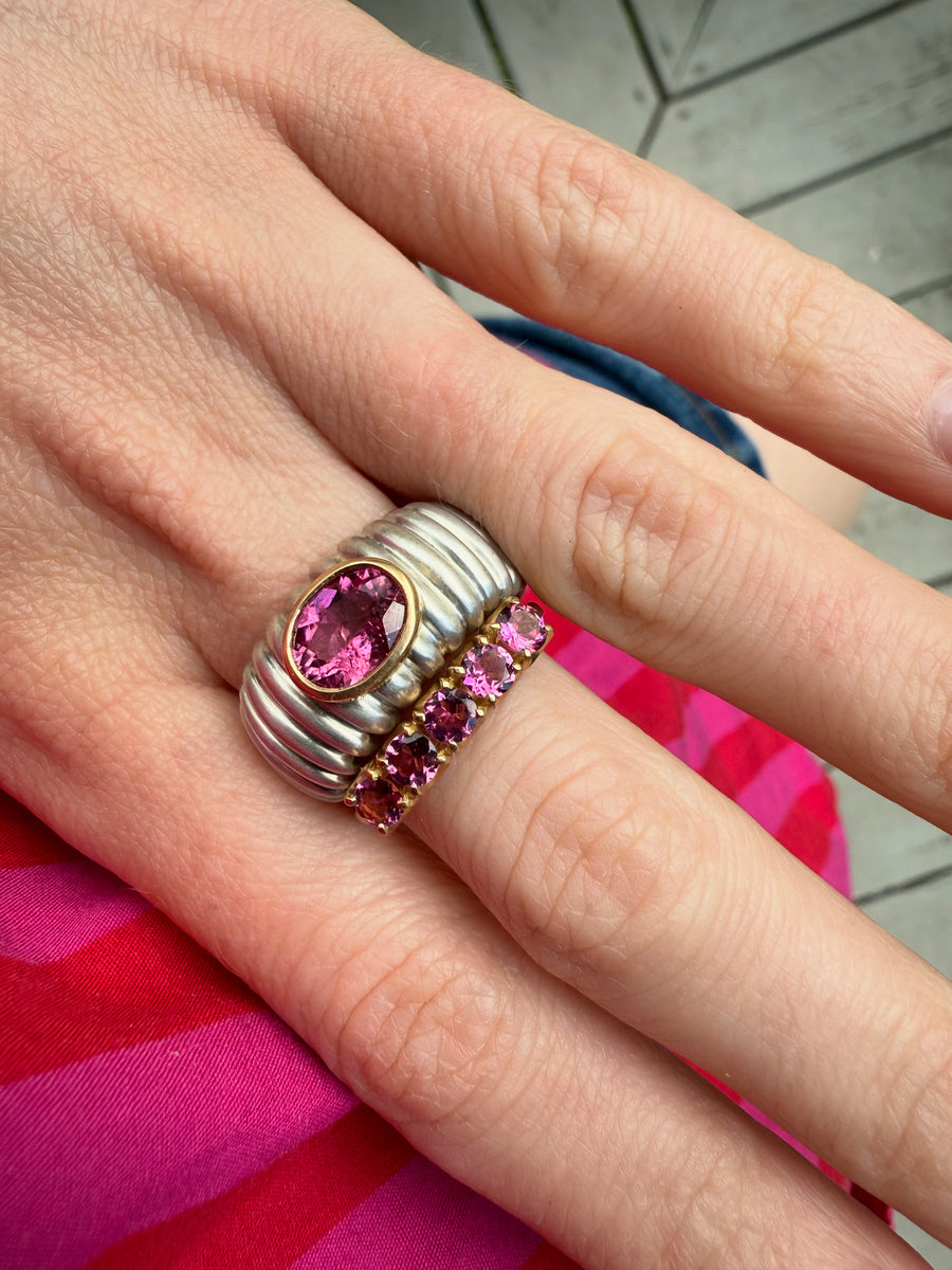 5 stone medium band ring - Pink Tourmaline