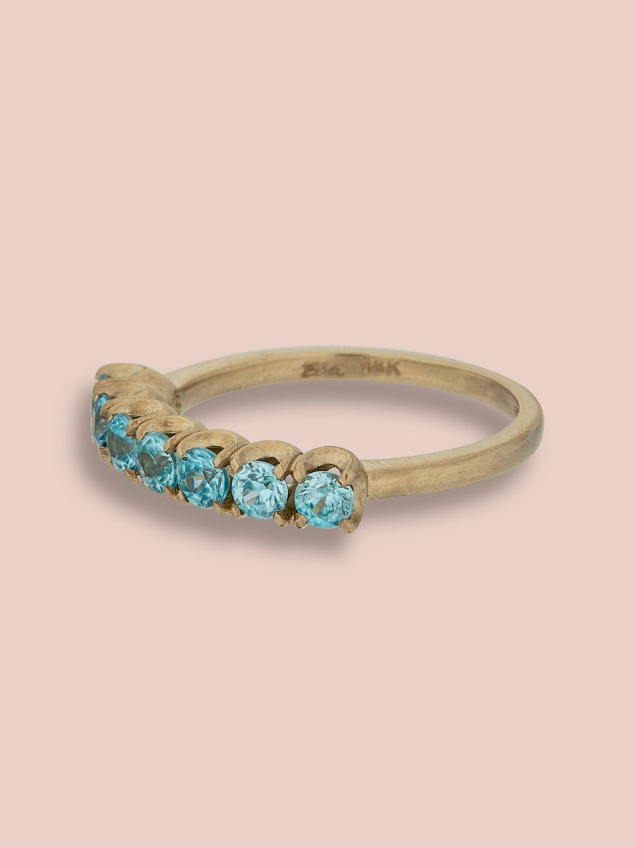 7 stone band ring - Blue Zircon