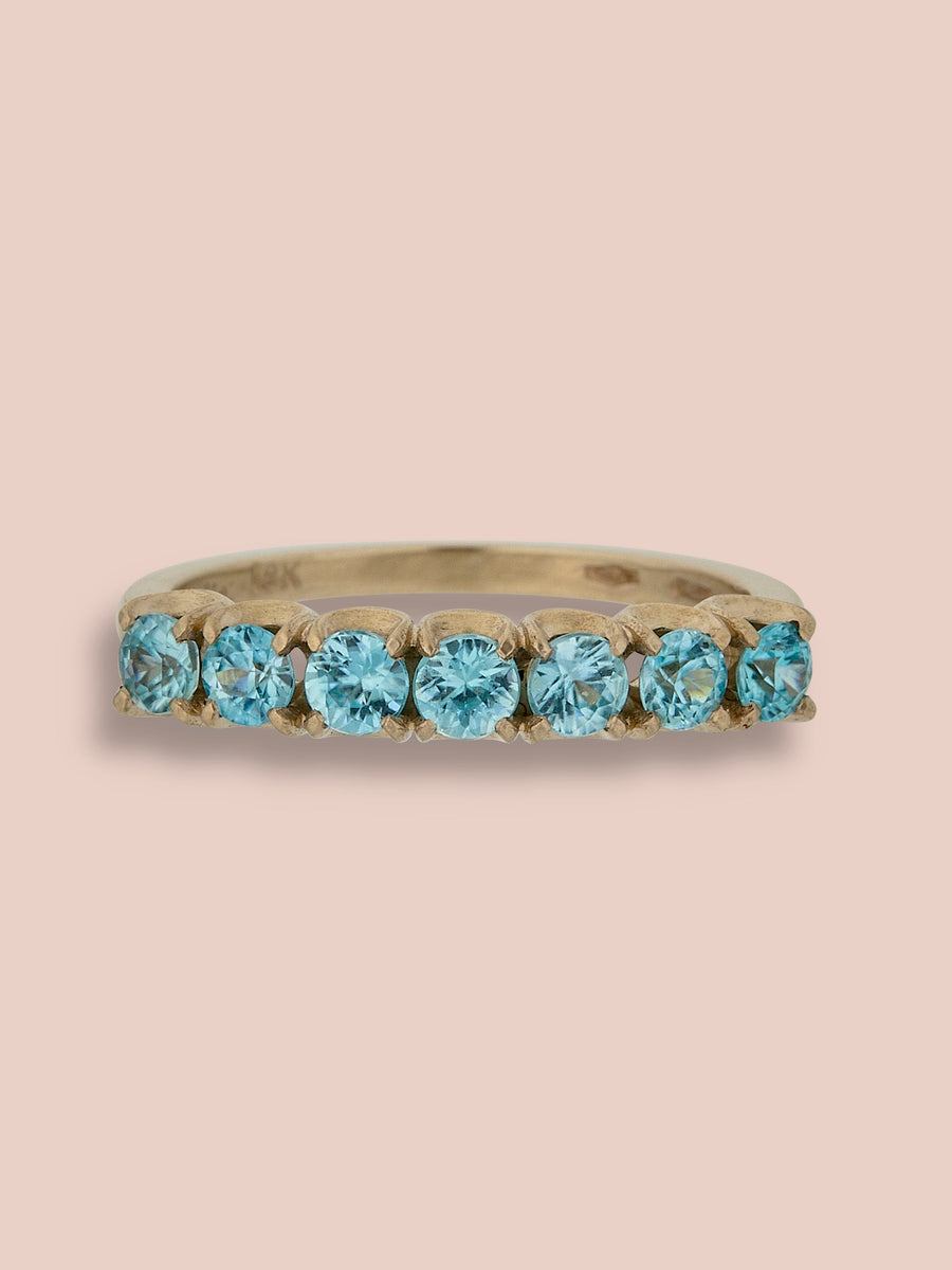 7 stone band ring - Blue Zircon