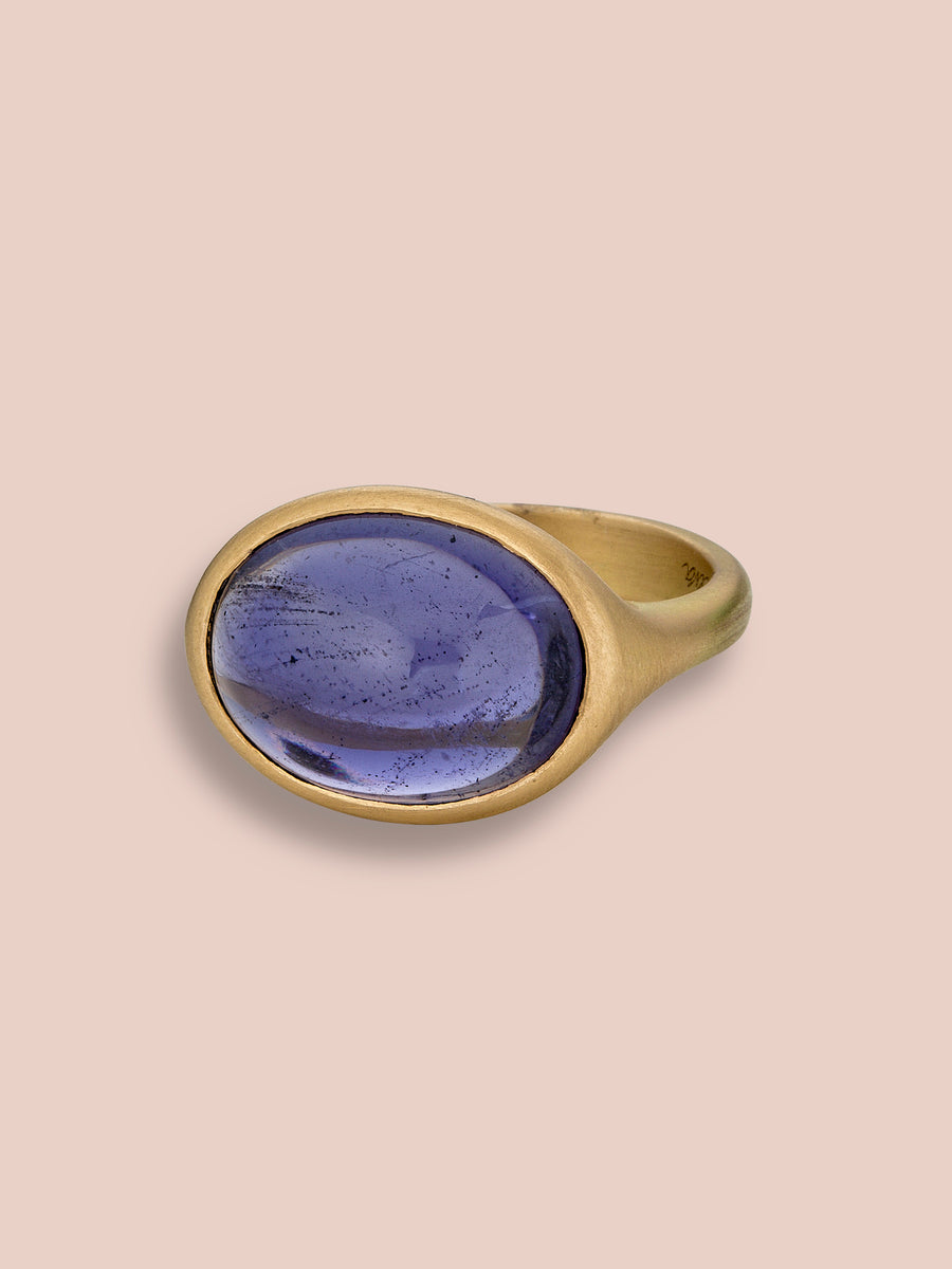 east west large anello all'inglese ring - 7.57 iolite