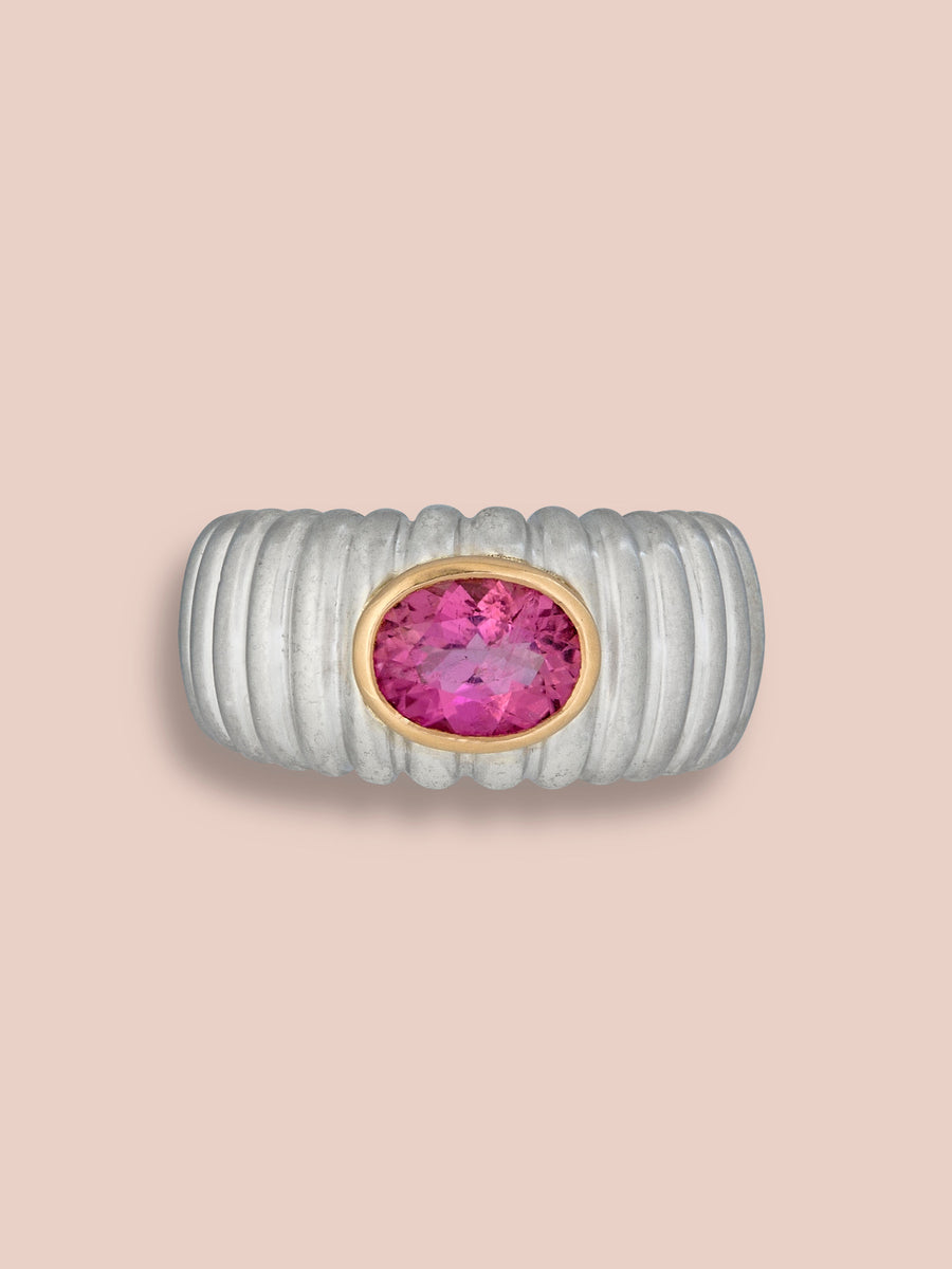 Two Tone Anello rigato medium - Pink Tourmaline