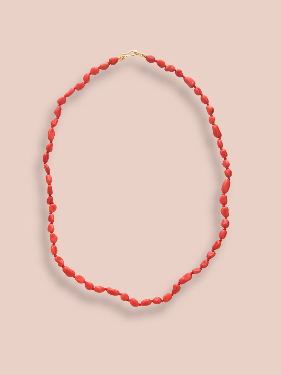 Coral Nugget beaded necklace
