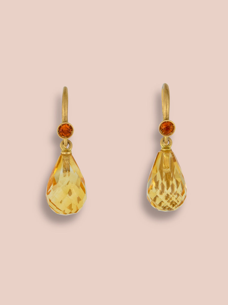 Everyday faceted drop earrings - Citrine