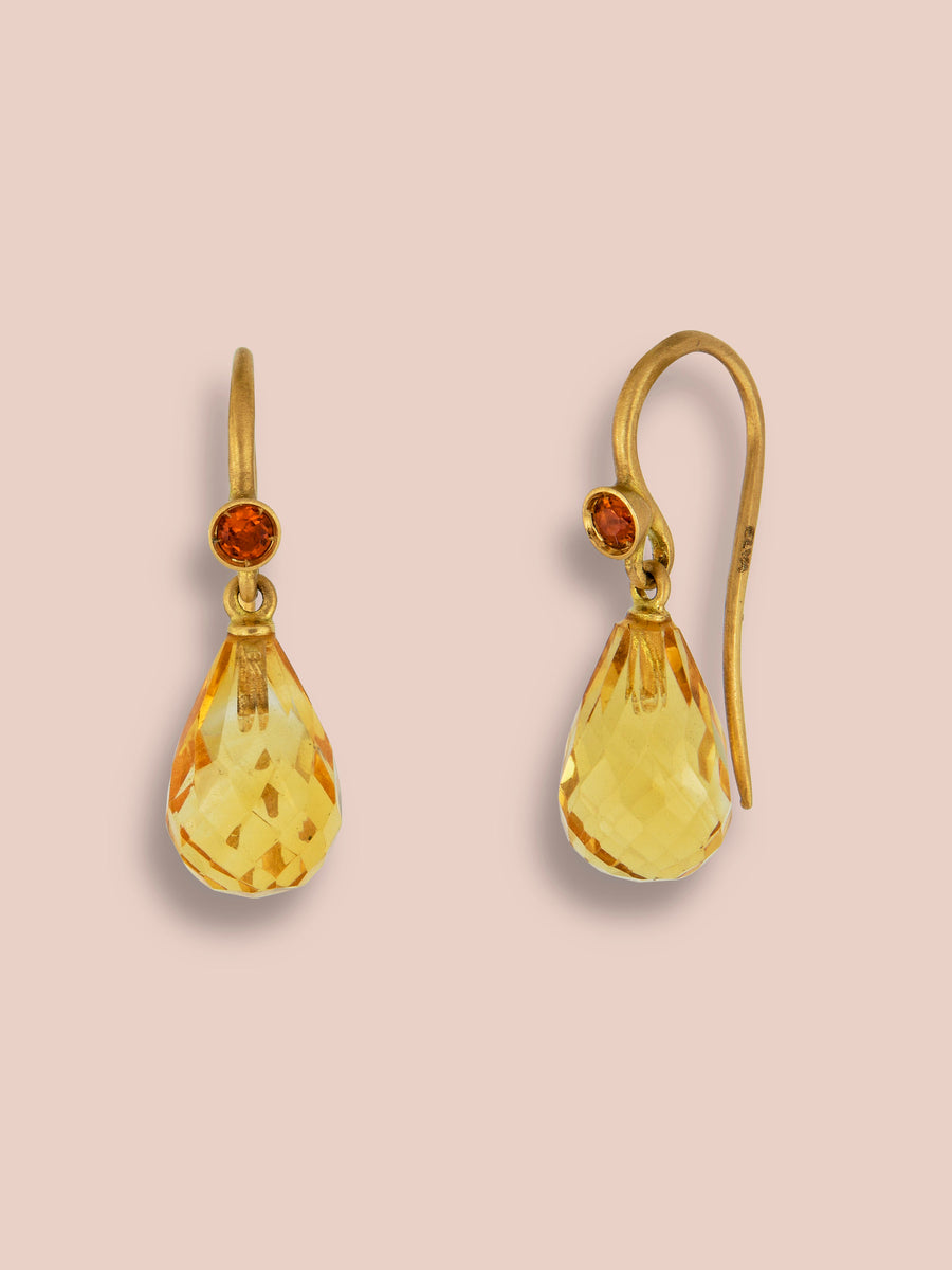 Everyday faceted drop earrings - Citrine