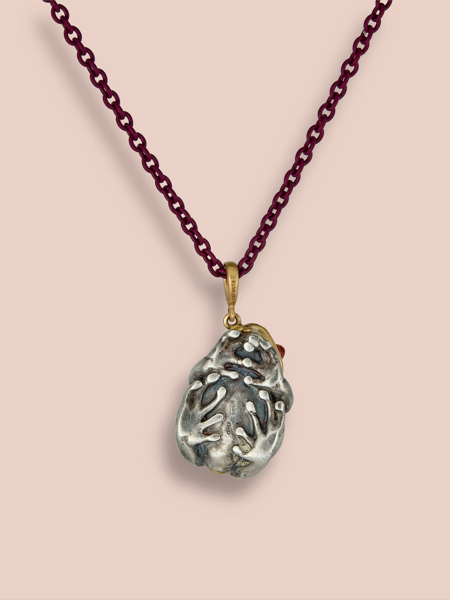 Rana Pendant - Frog - Tsavorite and Ruby