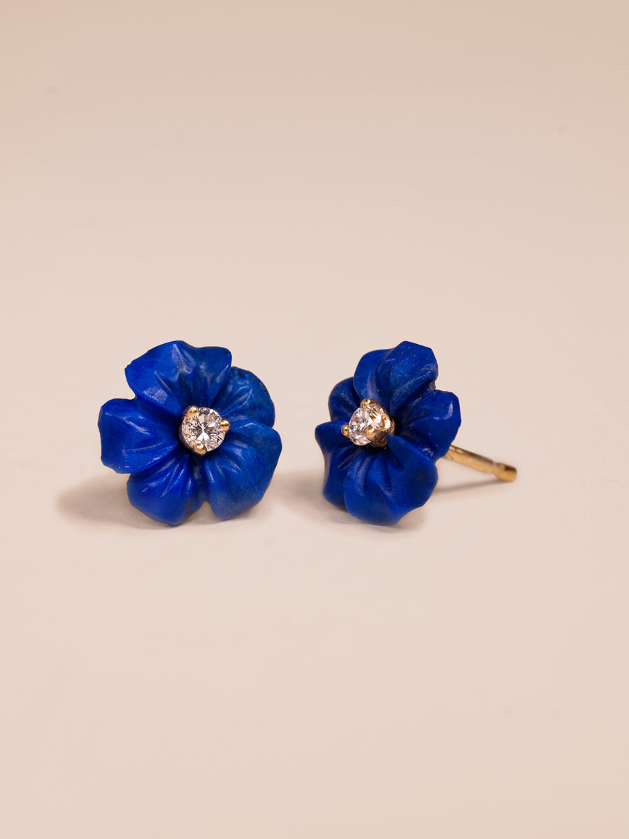 Lapis and Diamond Petite Fiore Earrings