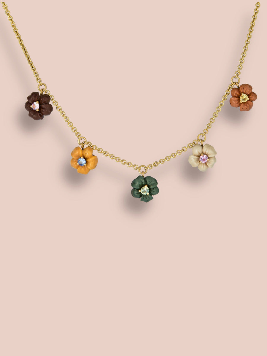 Multicolor Lava flower necklace - Sapphire