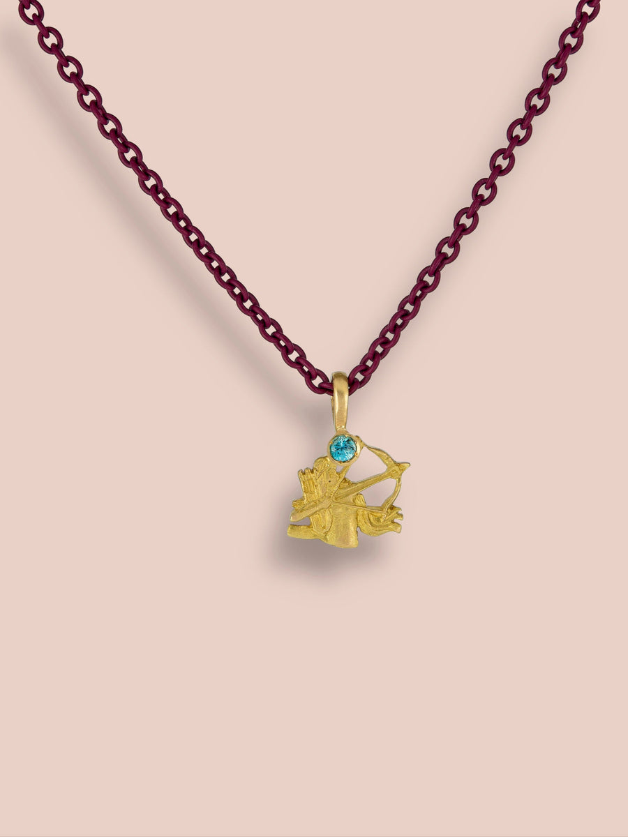 Lo Zodiaco - Sagittarius Pendant  - Blue Zircon