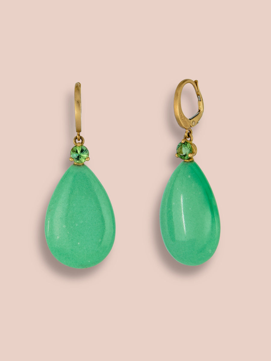 Large drop earrings - Tourmaline and Variscite