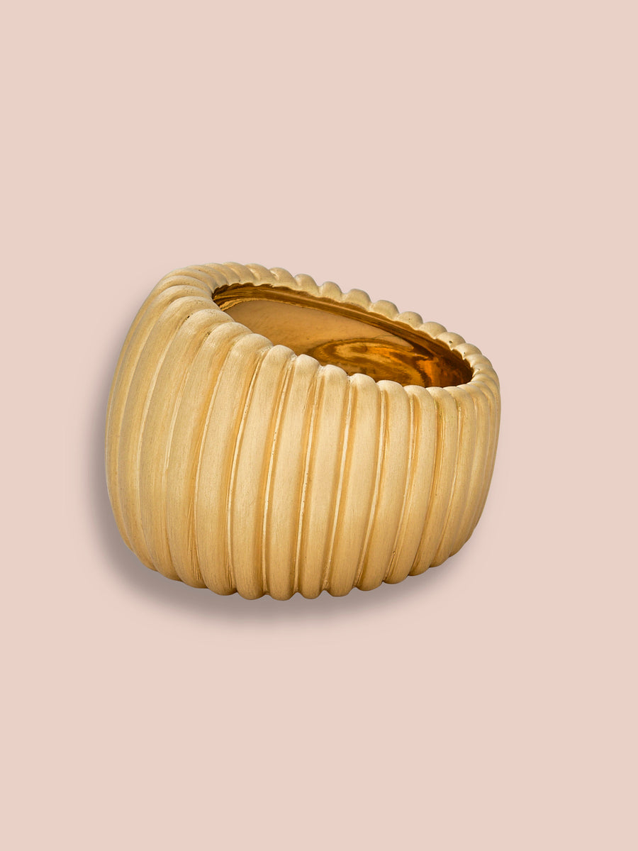 Anello rigato large - 18k yellow gold