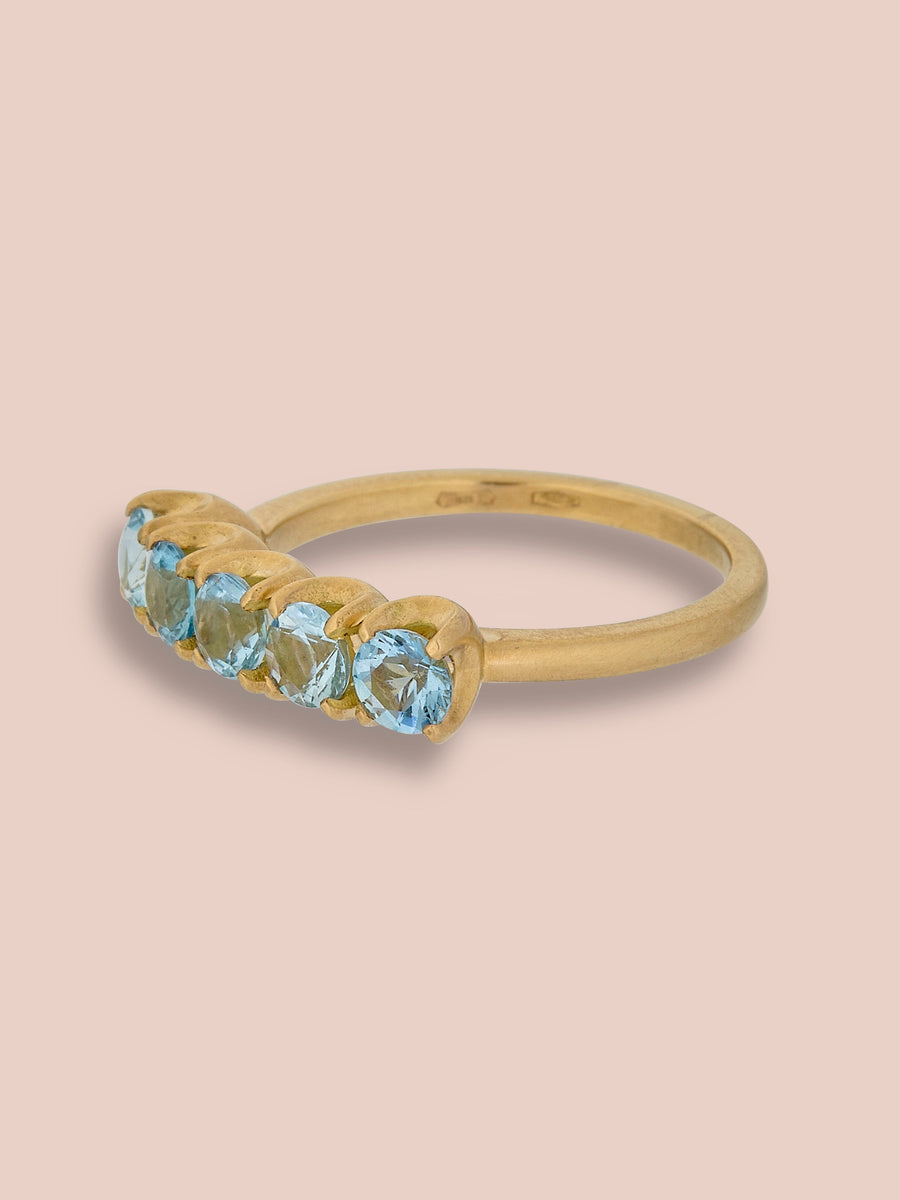 5 stone large band ring - Aquamarine