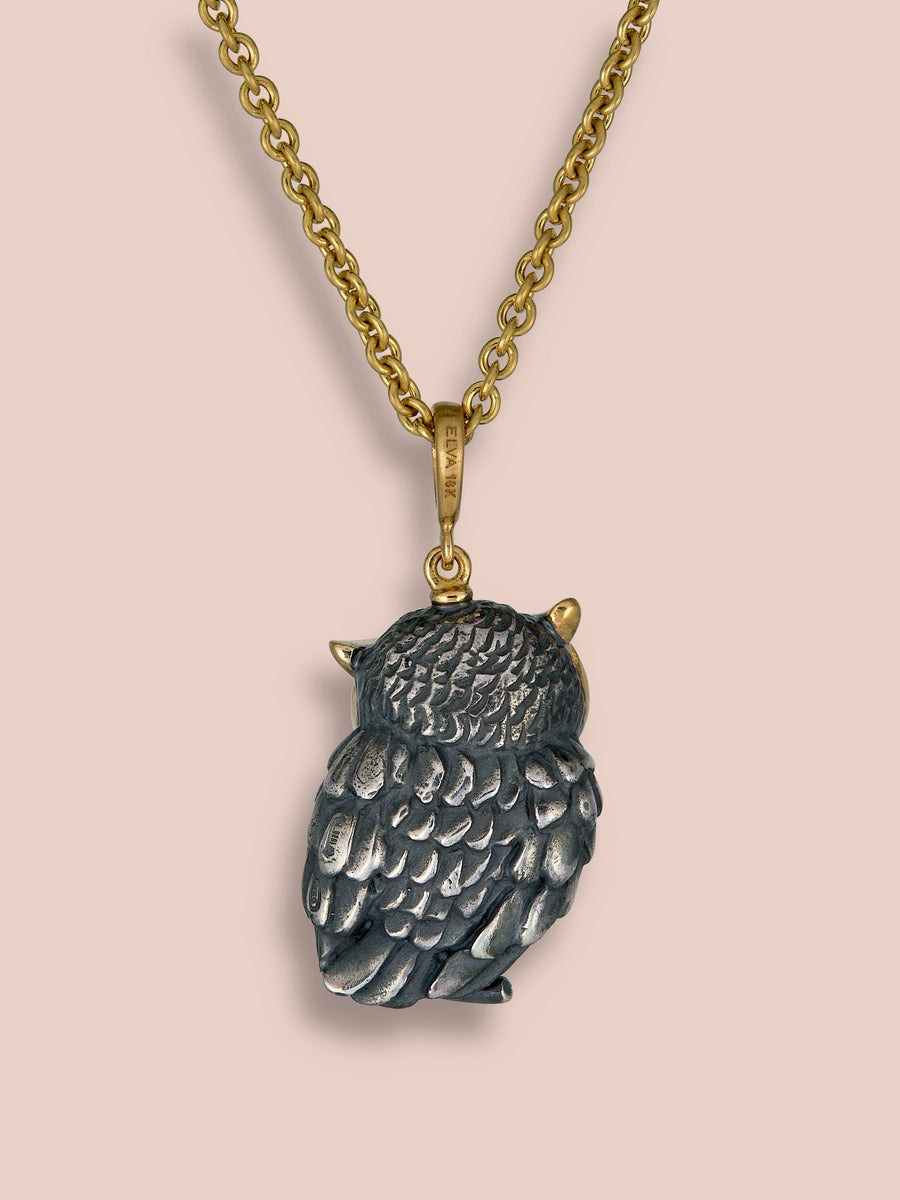 Gufo Pendant - Owl - Red Spinel