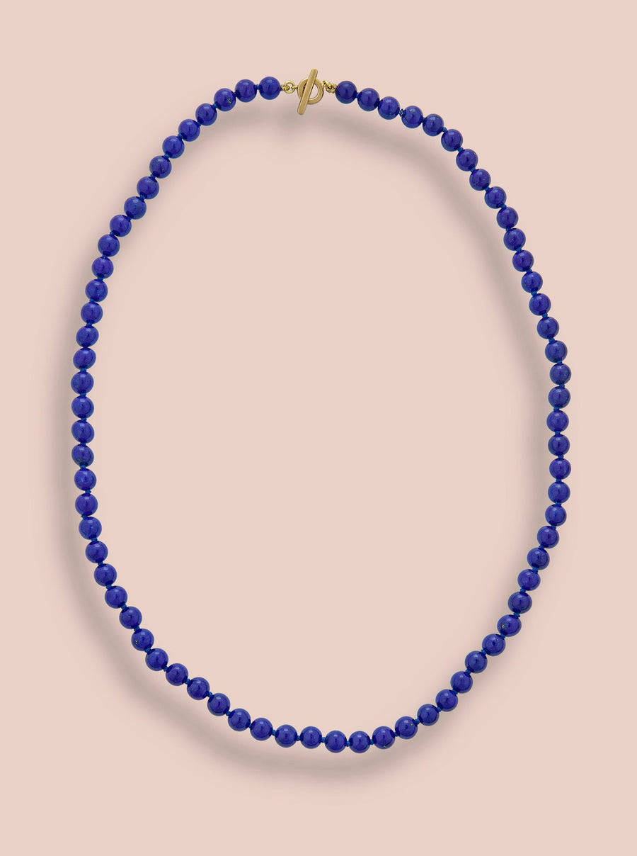 Round Lapis beads knotted necklace