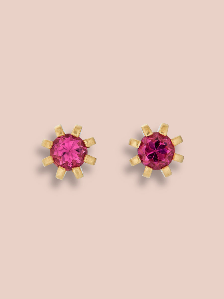 Small Stella heirloom studs - Pink Tourmaline