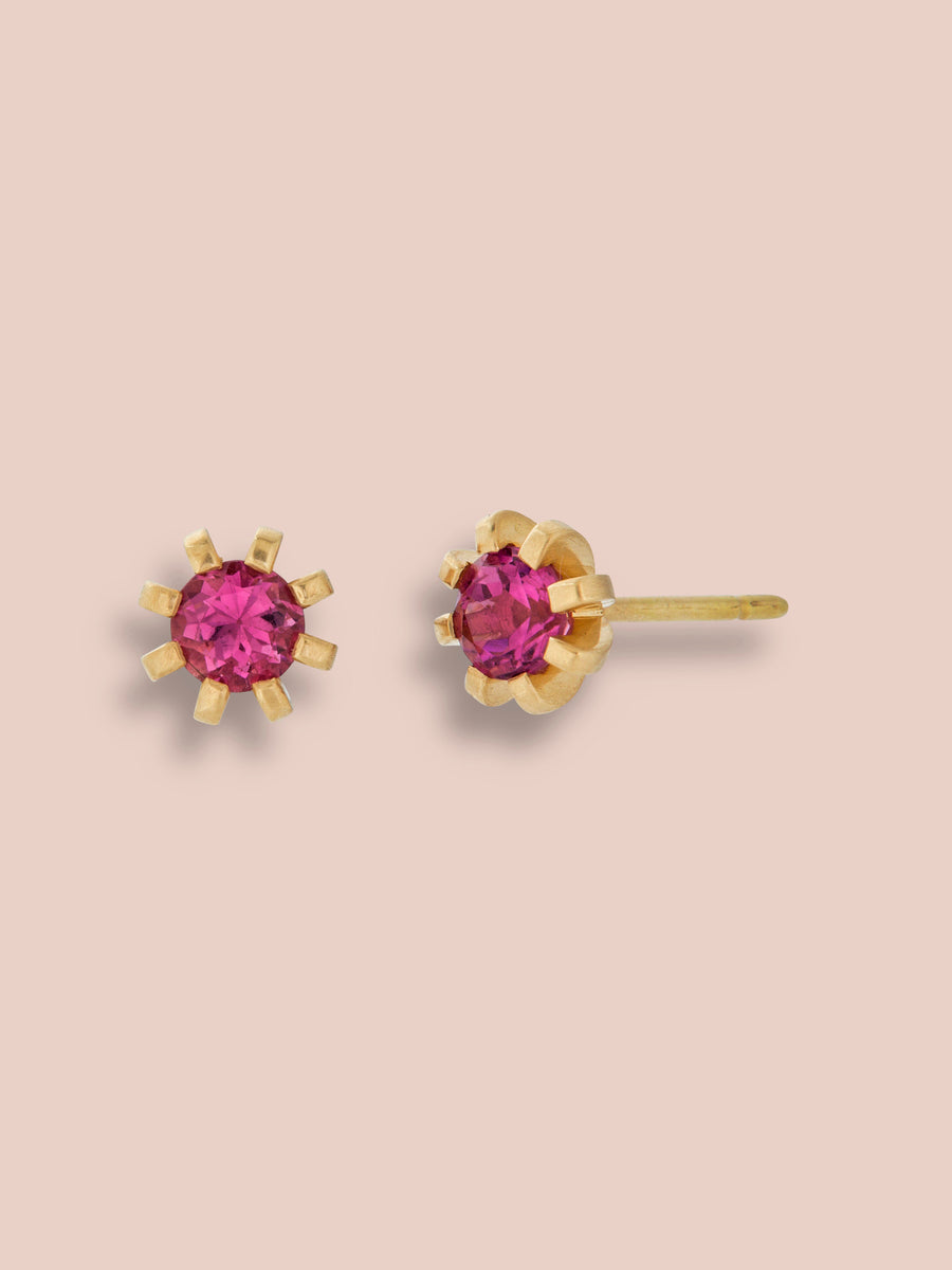 Small Stella heirloom studs - Pink Tourmaline