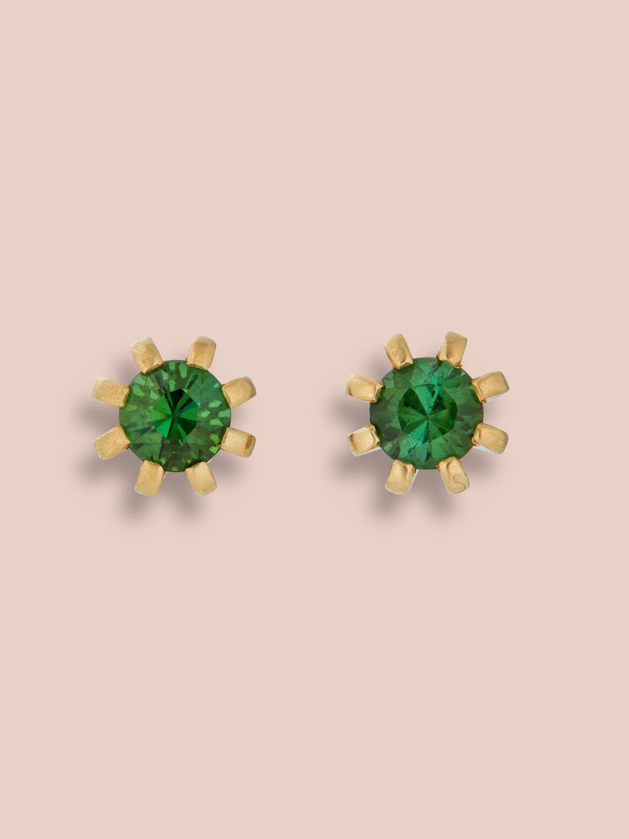 Small Stella heirloom studs - Green Tourmaline