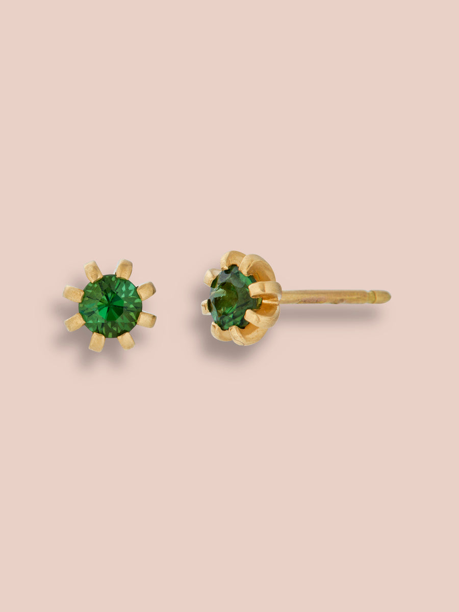 Small Stella heirloom studs - Green Tourmaline