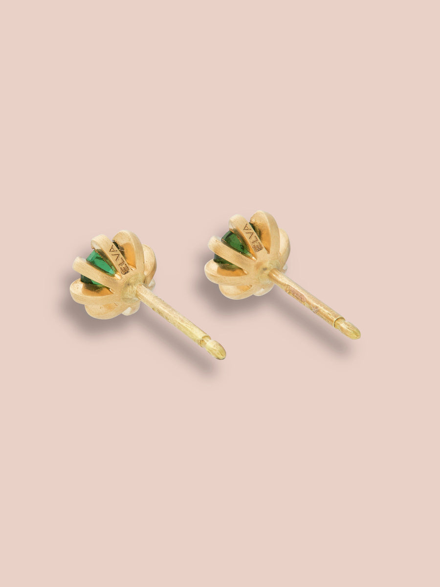 Small Stella heirloom studs - Green Tourmaline