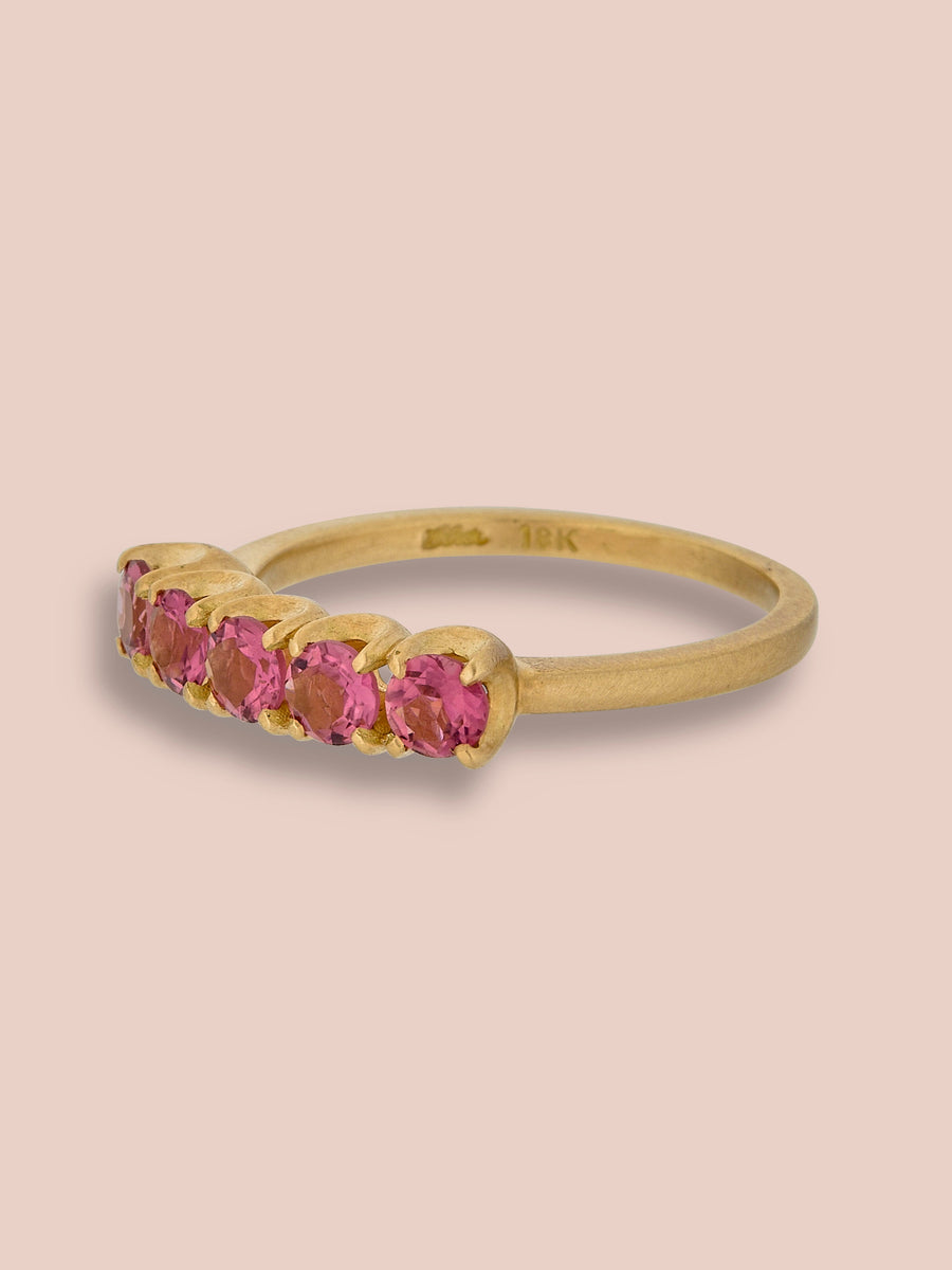 5 stone medium band ring - Pink Tourmaline