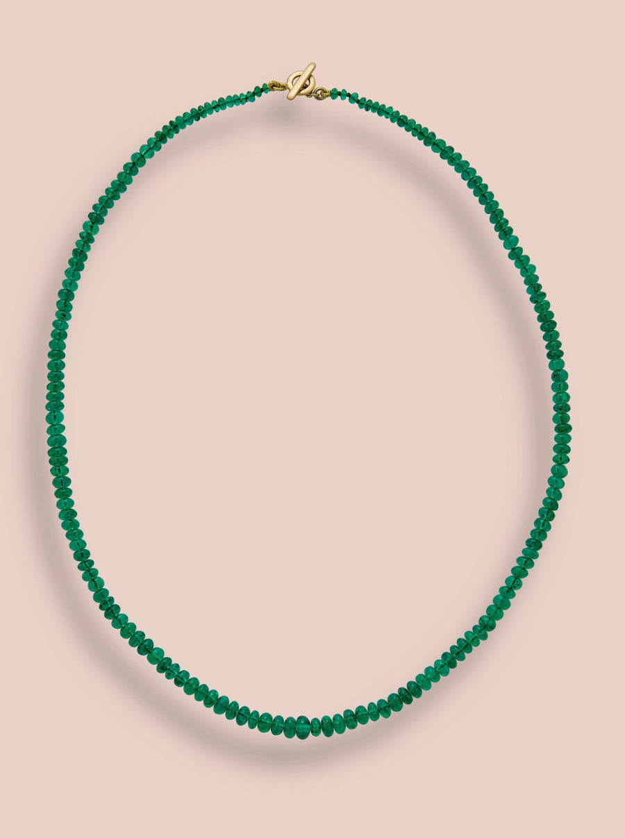 Emerald smooth graduated beaded necklace