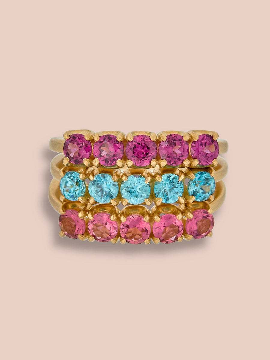 5 stone medium band ring - Pink Tourmaline