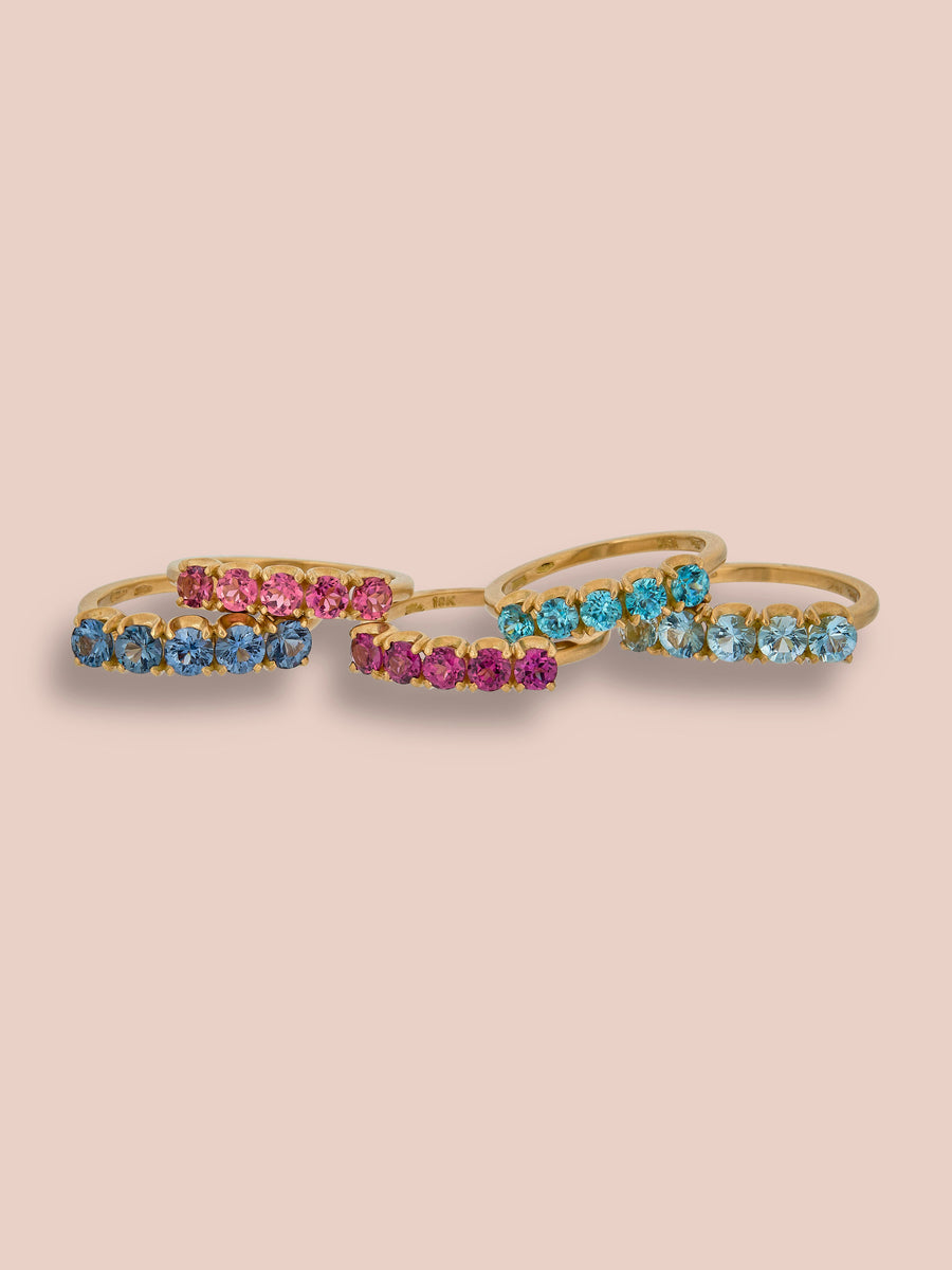 5 stone medium band ring - Pink Tourmaline