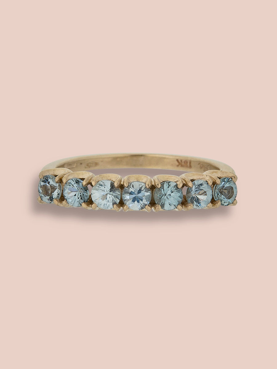 7 stone band ring - Grey Spinel