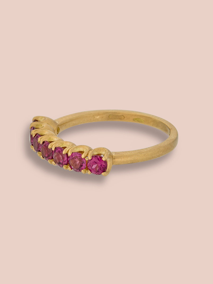 7 stone band ring - Rhodolite Garnet