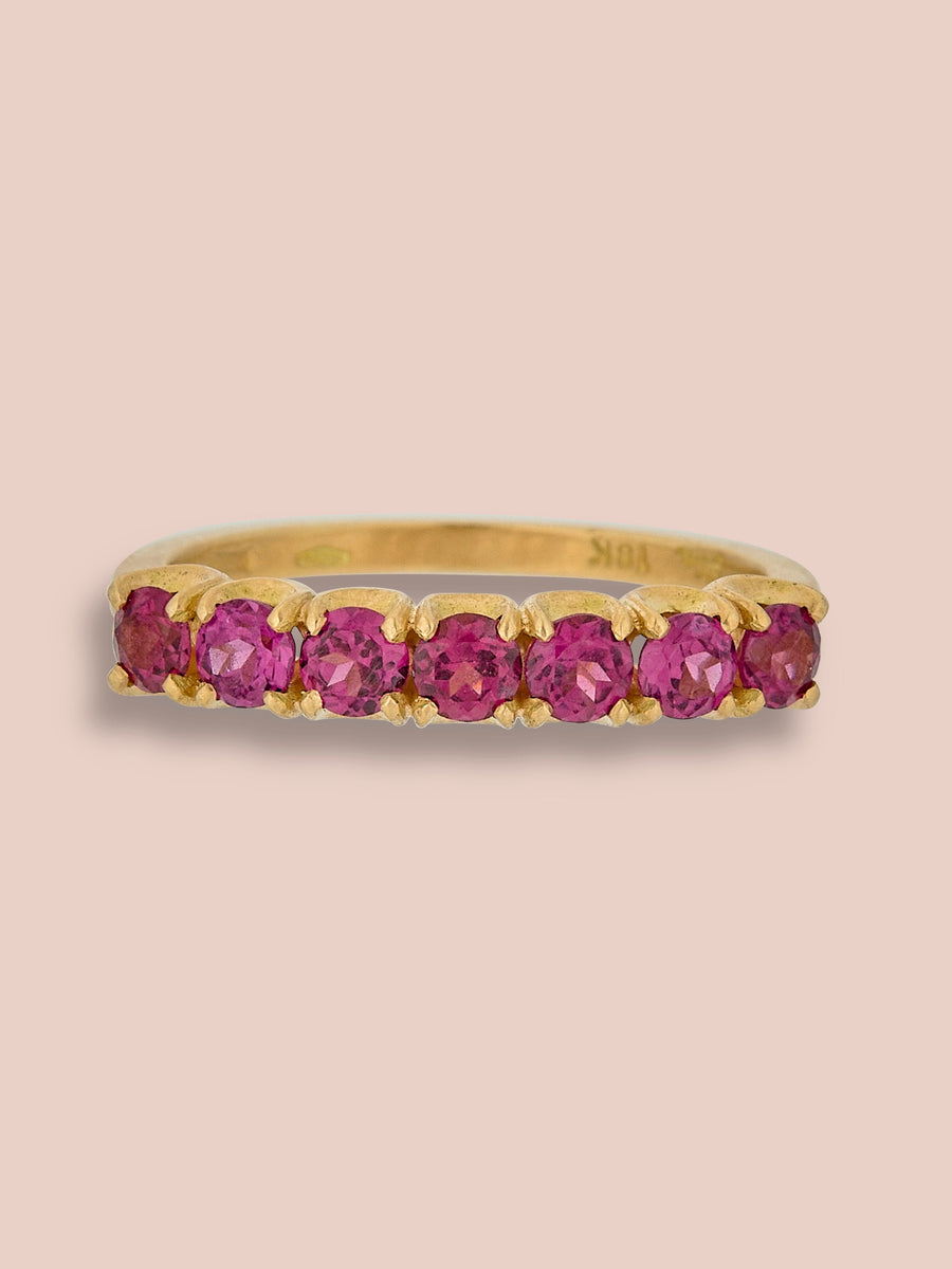 7 stone band ring - Rhodolite Garnet