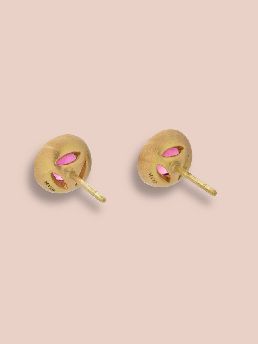 Large Antonia classic studs - Pink Tourmaline