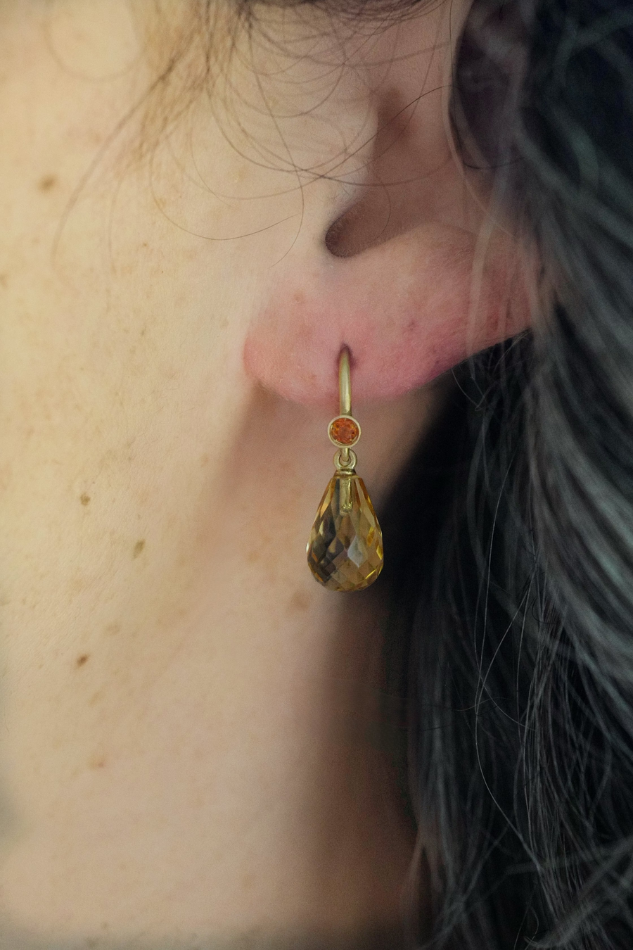 Everyday faceted drop earrings - Citrine