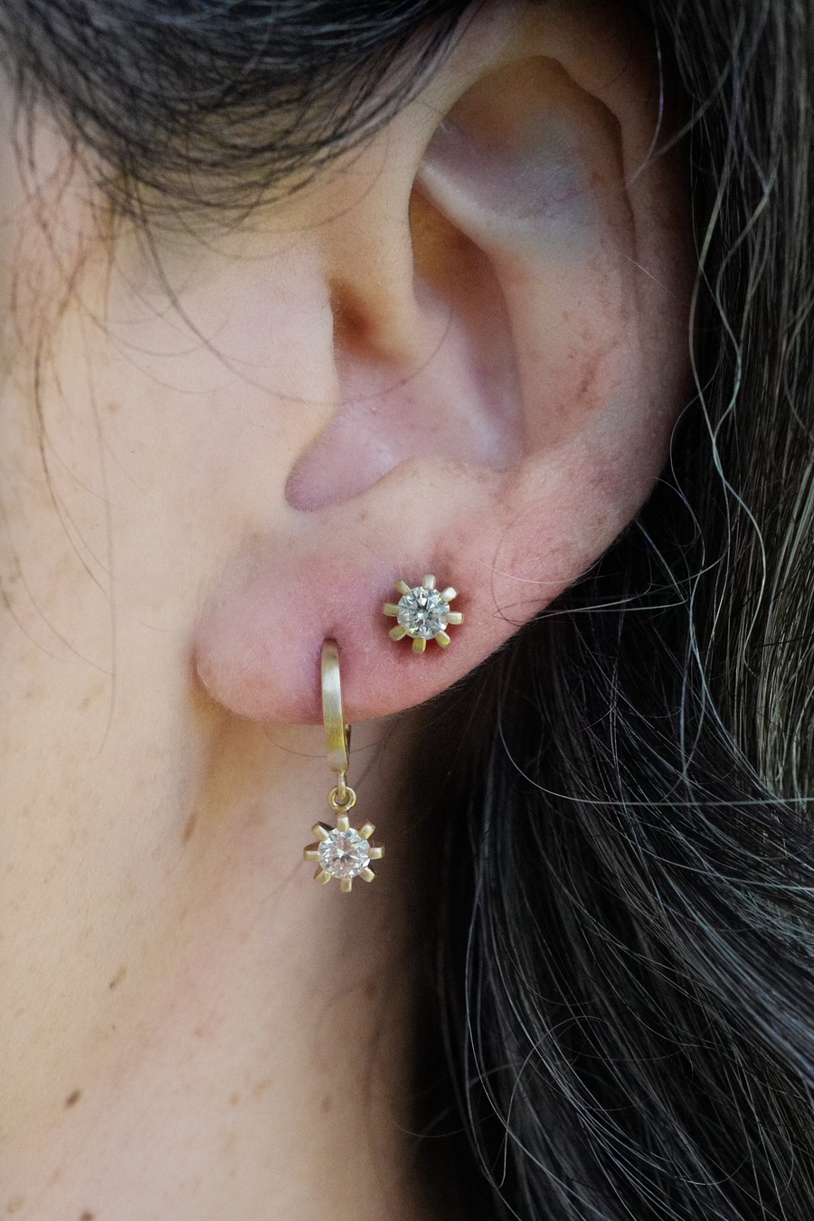 Small Stella heirloom studs - Diamond