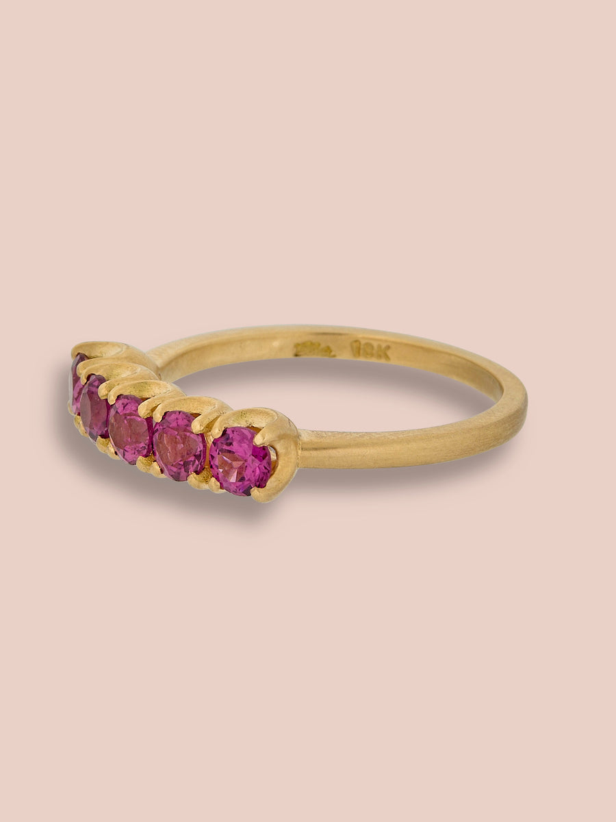 5 stone medium band ring - Rhodolite Garnet
