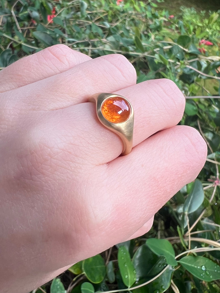 Round Anello all'Inglese ring - 3.60ct Mandarin Garnet