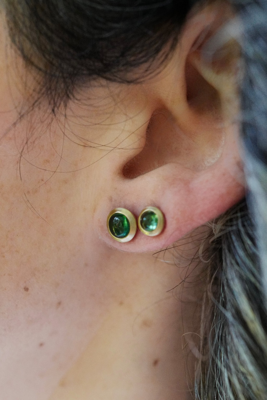 Large Antonia classic studs - Green Tourmaline