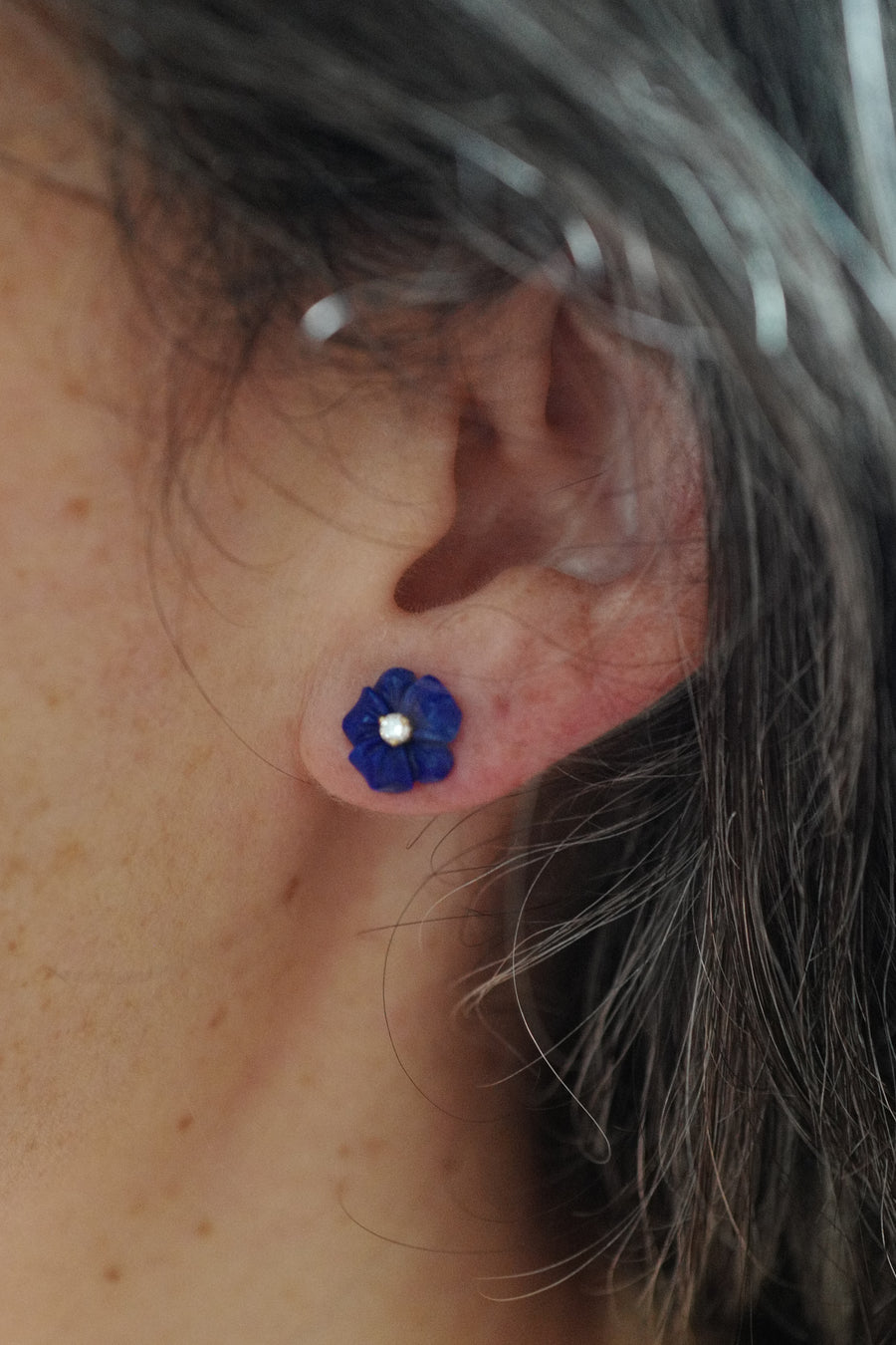 Lapis and Diamond Petite Fiore Earrings