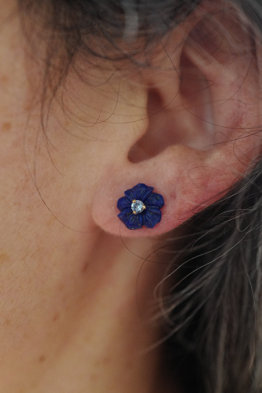 Lapis and Blue Sapphire Petite Fiore Earrings