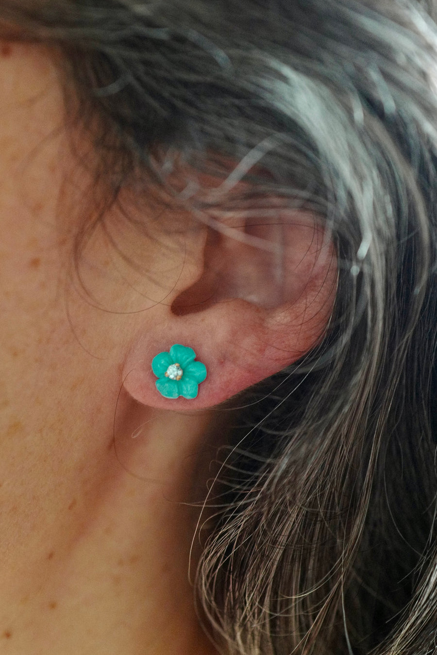 Turquoise and Blue Zircon Petite Fiore Earrings