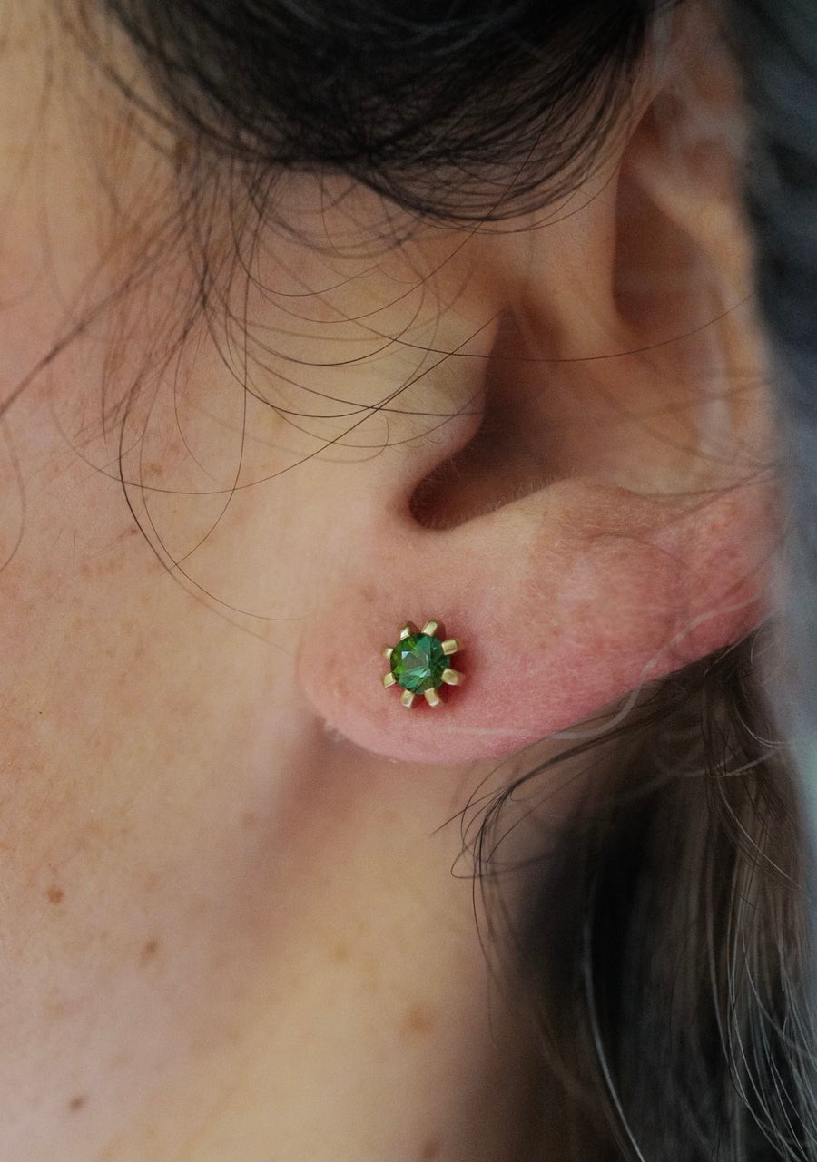 Small Stella heirloom studs - Green Tourmaline