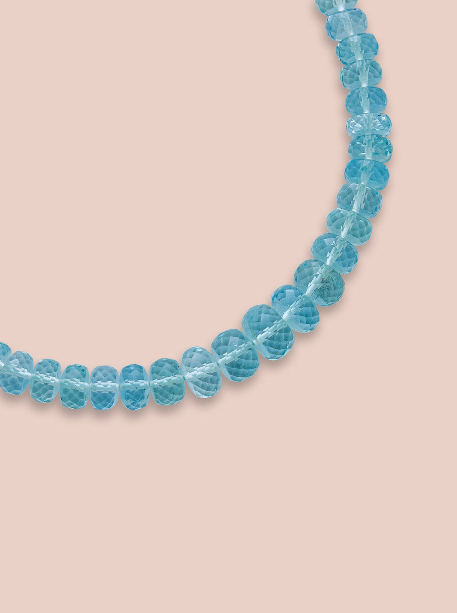 Aquamarine faceted graduated beaded necklace