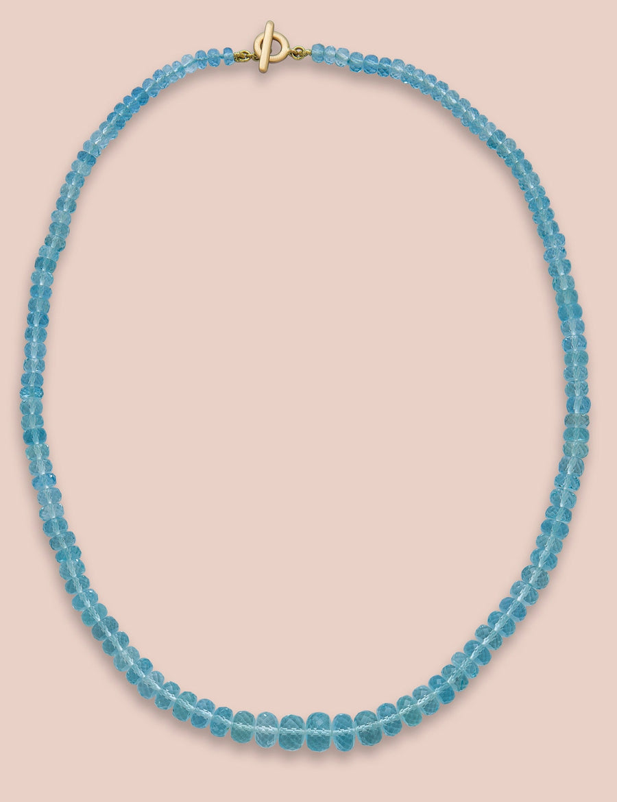 Aquamarine faceted graduated beaded necklace