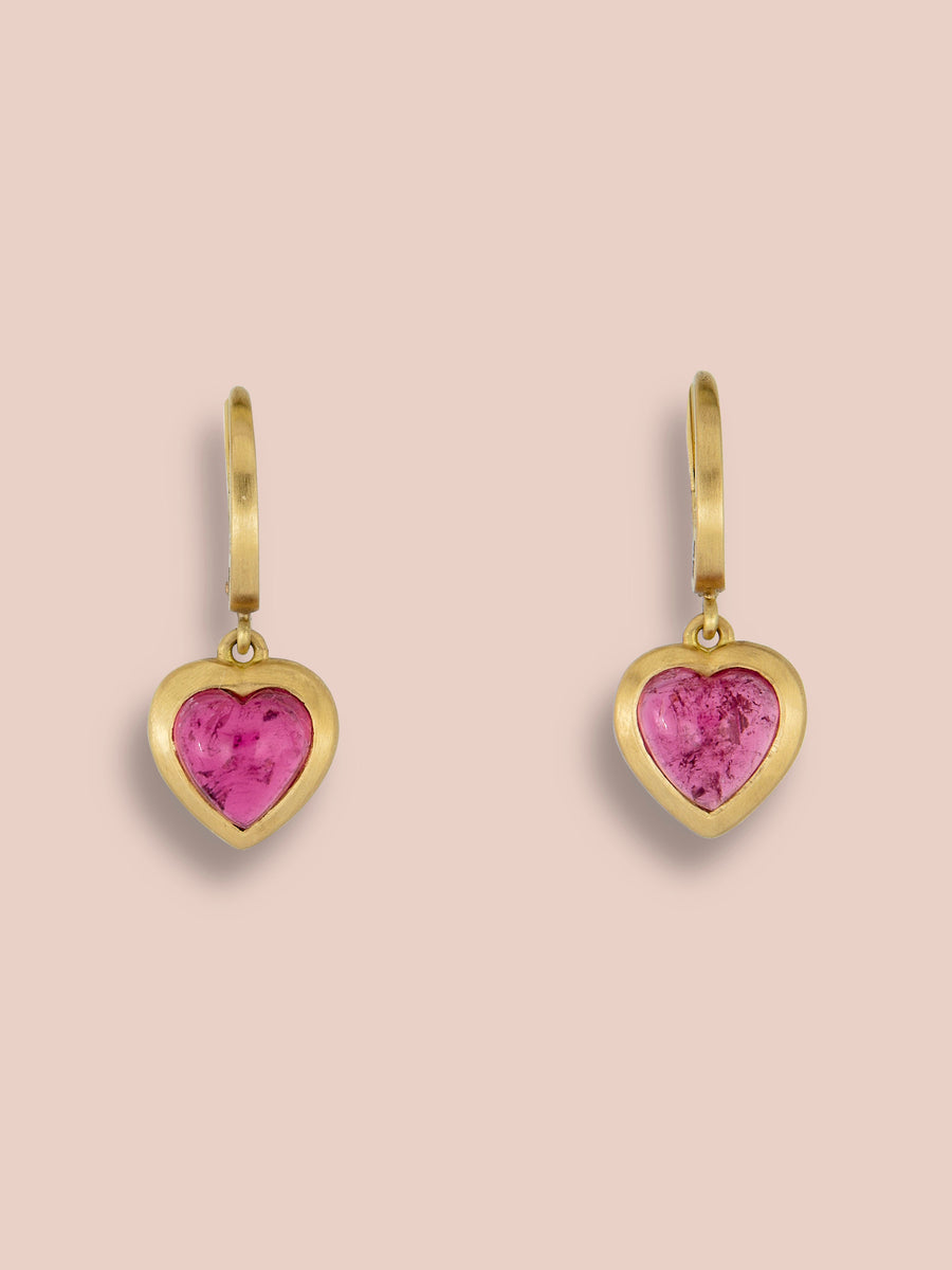 Heart pendant earrings - Tourmaline