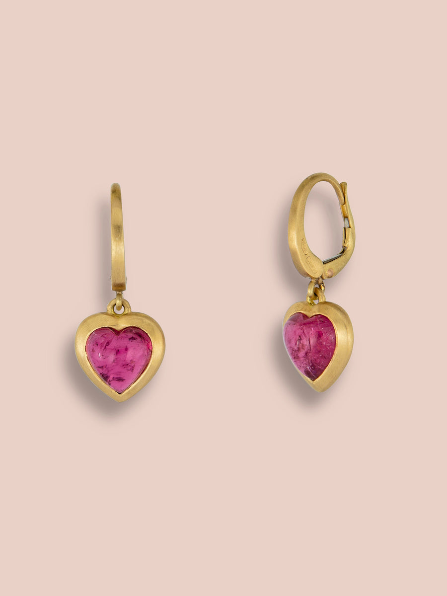 Heart pendant earrings - Tourmaline