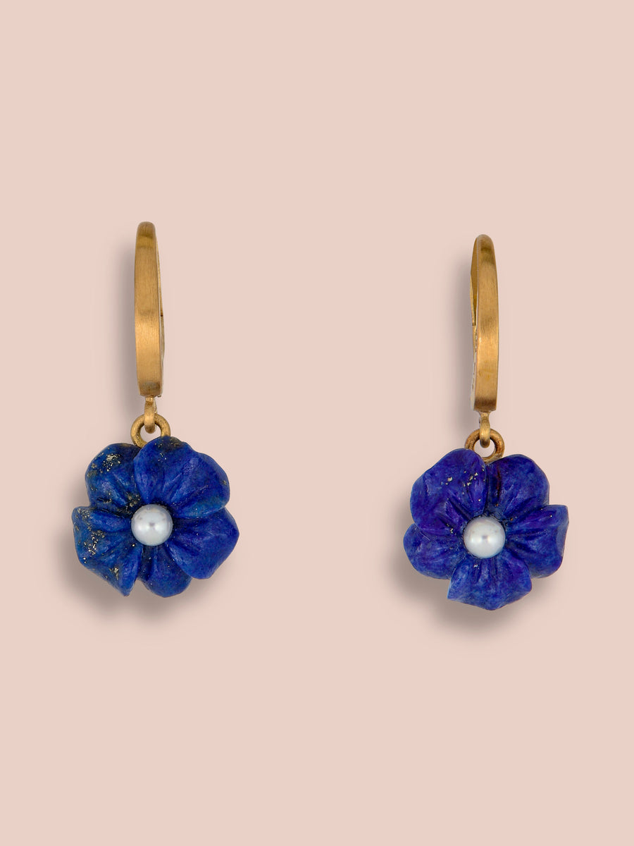 Petite Fiore Pendant Earrings - Lapis and Akoya