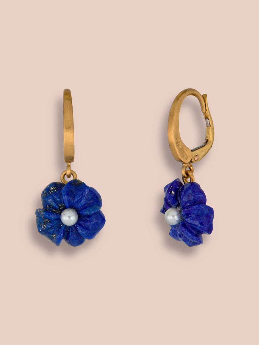 Petite Fiore Pendant Earrings - Lapis and Akoya