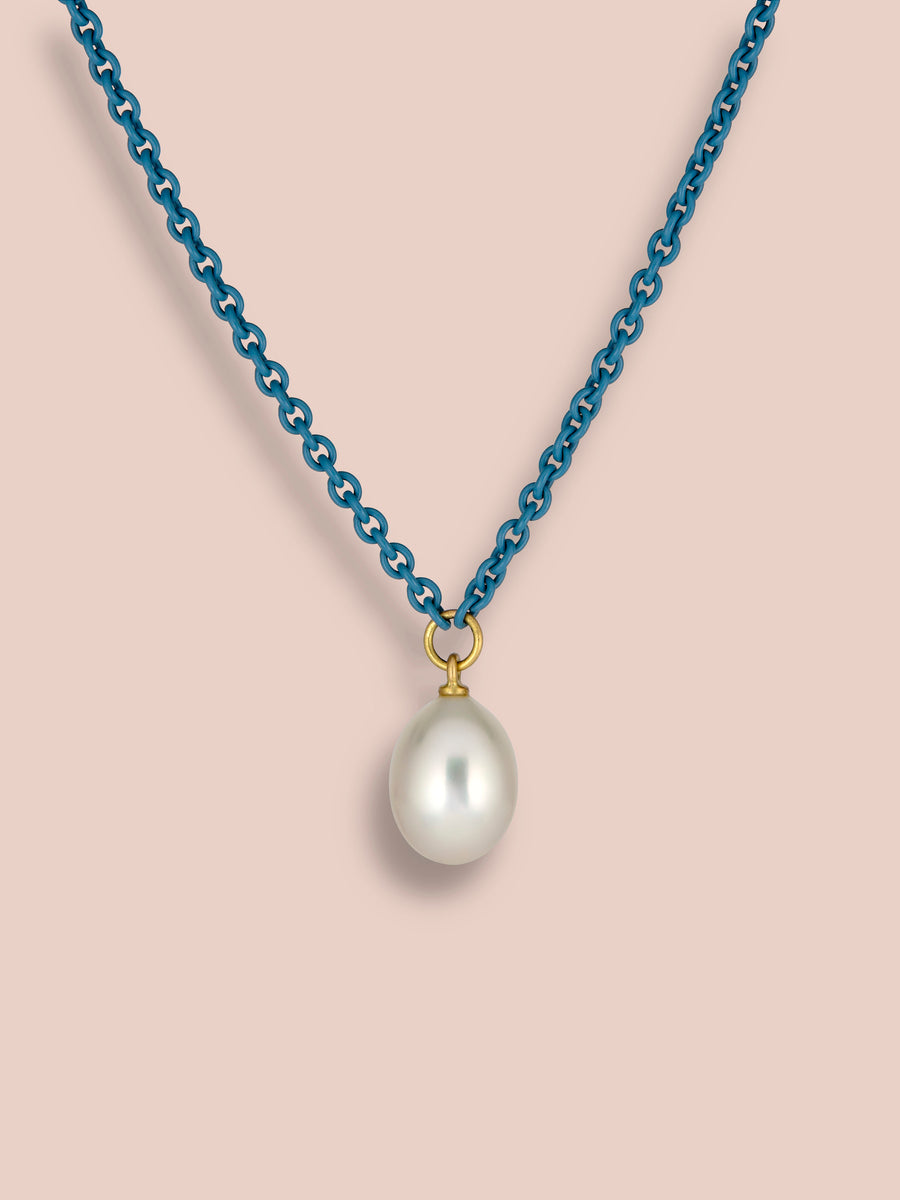 Cromia necklace - Powder Blue + Fresh Water Pearl