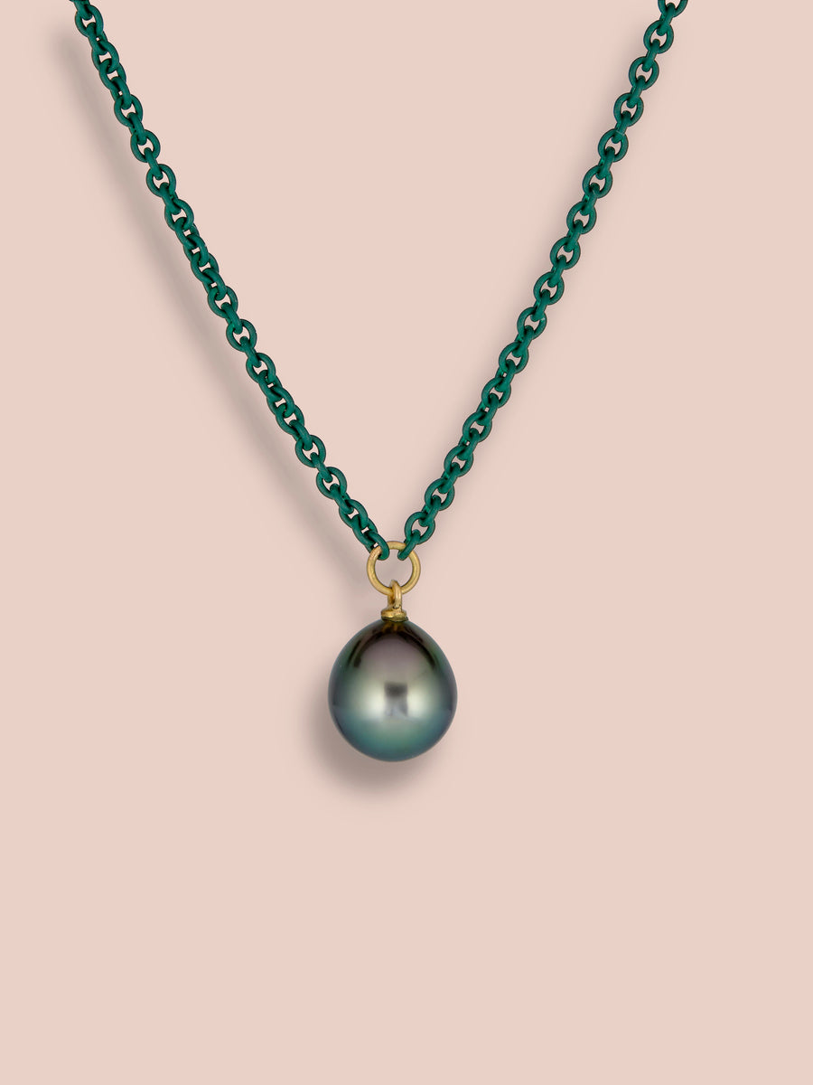 Cromia necklace - Green + Tahitian pearl