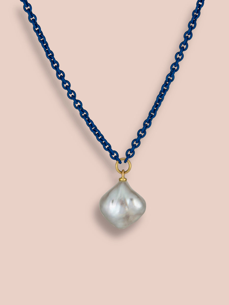 Cromia necklace - Marine Blue + Keshi Pearl