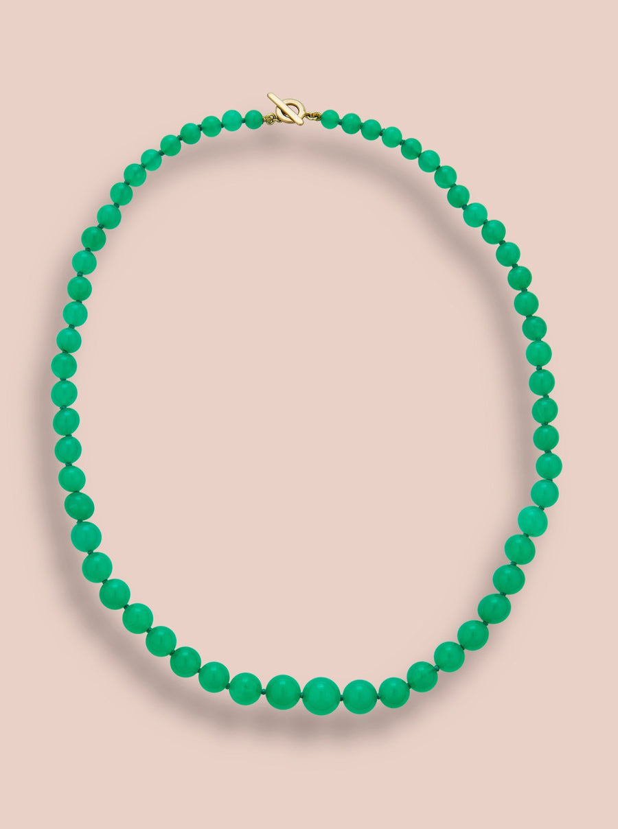 Graduated Chrysoprase knotted necklace